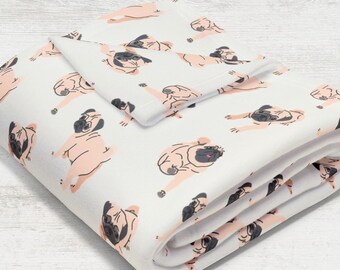 Pug Fleece Blanket: Soft Minky Plaid, Dog Lover Gift