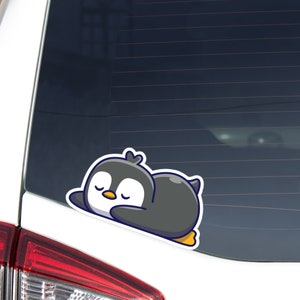 Lazy Penguin Sleeping Car Sticker Decal / Cartoon Styles Kawaii Animal Waterproof Vinyl Bumper Window Laptop Water Bottle (Outdoor + Indoor)