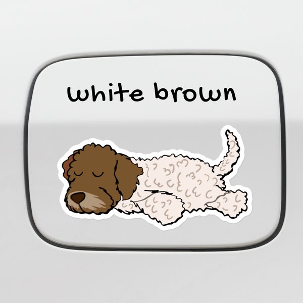 Lazy Lagotto Romagnolo Car Decal - Brown White Dog Waterproof Vinyl Sticker
