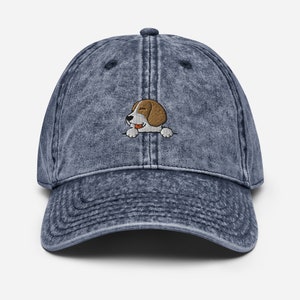 Beagle Head Dad Hat / Cartoon Beagle Vintage Style Baseball Cap / Peeking Beagle Dog Lover Gift / Funny Cute Kawaii