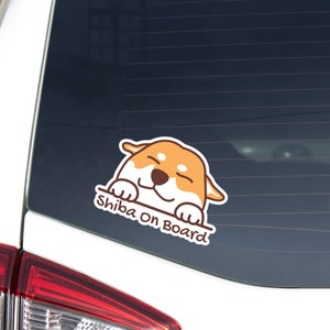 Shiba On Board Car Decal Sticker / Airplane Ears Peeking Cute Cartoon Red Shiba Inu Head / Vinyl Removable Waterproof Outdoor /Bumper Window