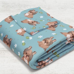 Yorkshire Terrier Throw Blanket  / Baby Minky Fleece Blanket / Soft Silk Fabric / Yorkie Velveteen Plush Blanket / Mom Gift / Dog Puppy Gift