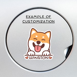 Custom Peeking Shiba Inu Car Decal Sticker / Red White Cream Black / Personalized Dog Name / Vinyl Waterproof Removable Bumper Window Laptop