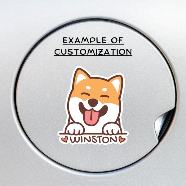 Custom Peeking Shiba Inu Car Decal Sticker / Red White Cream Black / Personalized Dog Name / Vinyl Waterproof Removable Bumper Window Laptop