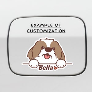 Custom Gold & White Shih Tzu Car Decal Sticker / Personalized Dog Name / Peeking Shih Tzu Vinyl Bumper Window Waterproof Removable Outdoor