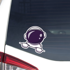 Peeking Astronaut Car Decal Sticker / Cartoon White Silver Kawaii Spaceman Vinyl Waterproof Removable Outdoor Car Bumper Window Bike Laptop