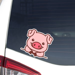 Smiling Pig Car Decal Sticker / Kawaii Cute Pig Wall Cartoon  Vinyl Waterproof Decal Bumper Camper Window Laptop Bottle  /  Outdoor + Indoor