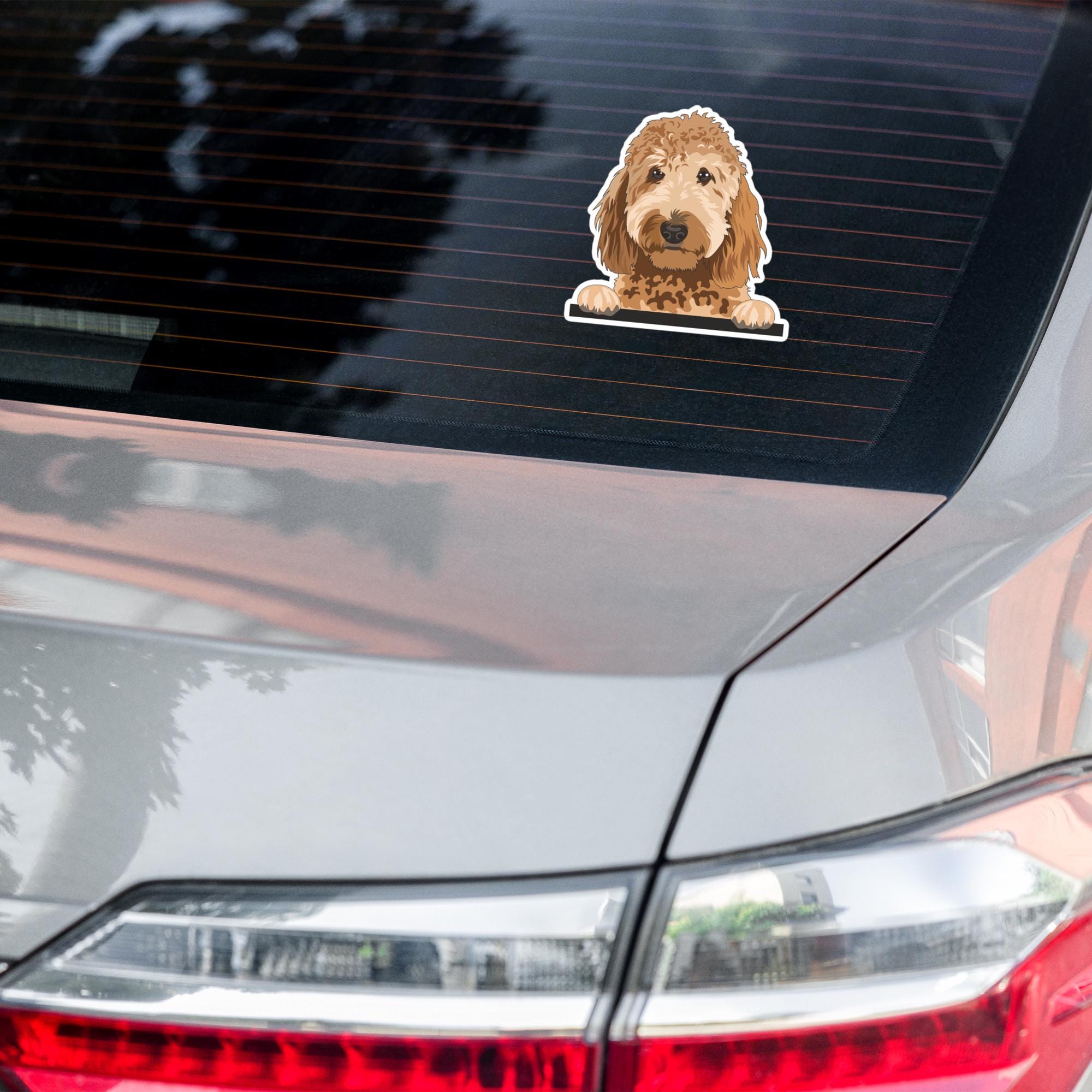 Golden Doodle Car Decal Sticker / Peeking Gold Labradoodle Goldendoodle ...