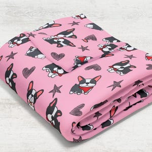 Boston Terrier Throw Blanket  / Baby Minky Fleece Blanket / Soft Silk Fabric / Bostie Velveteen Plush Blanket / Mom Gift / Dog Puppy Gift