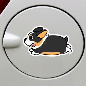 Jump Tricolor Corgi Car Decal / Running Corgi Car Sticker / Funny Welsh Corgi Dog Vinyl Waterproof Decal Bumper Window (Outdoor + Indoor)