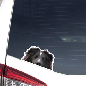 Black Shetland Sheepdog Car Decal Sticker / Peeking Realistic Sheltie Dog Head / Vinyl Waterproof Removable Outdoor  / Bumper Window Laptop