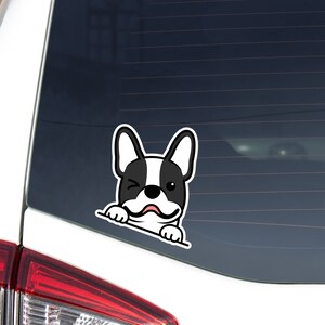 French Bulldog Car Decal / Frenchie Winking Eye Car Sticker Weather Resistant  Outdoor + Indoor / French Bulldog Bumper Window Decal Car