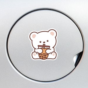 Polar Bear Bubble Tea Car Decal Sticker / Kawaii Polar Bear Cartoon Animal Boba / Vinyl Waterproof Removable Bumper Window Laptop Bottle