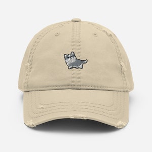 Siberian Husky Dad Hat / Embroidered Grey Husky Distressed Baseball Cap / Gift for Dog Lover, Owner, Mom, Dad / Mama Clothes Outfit