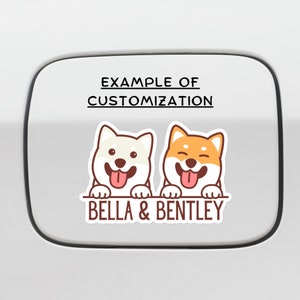 Custom Two Shiba Inu Car Decal Sticker / Red White Cream Black Gray / Personalized Dog Name / Vinyl Waterproof Removable Bumper Window