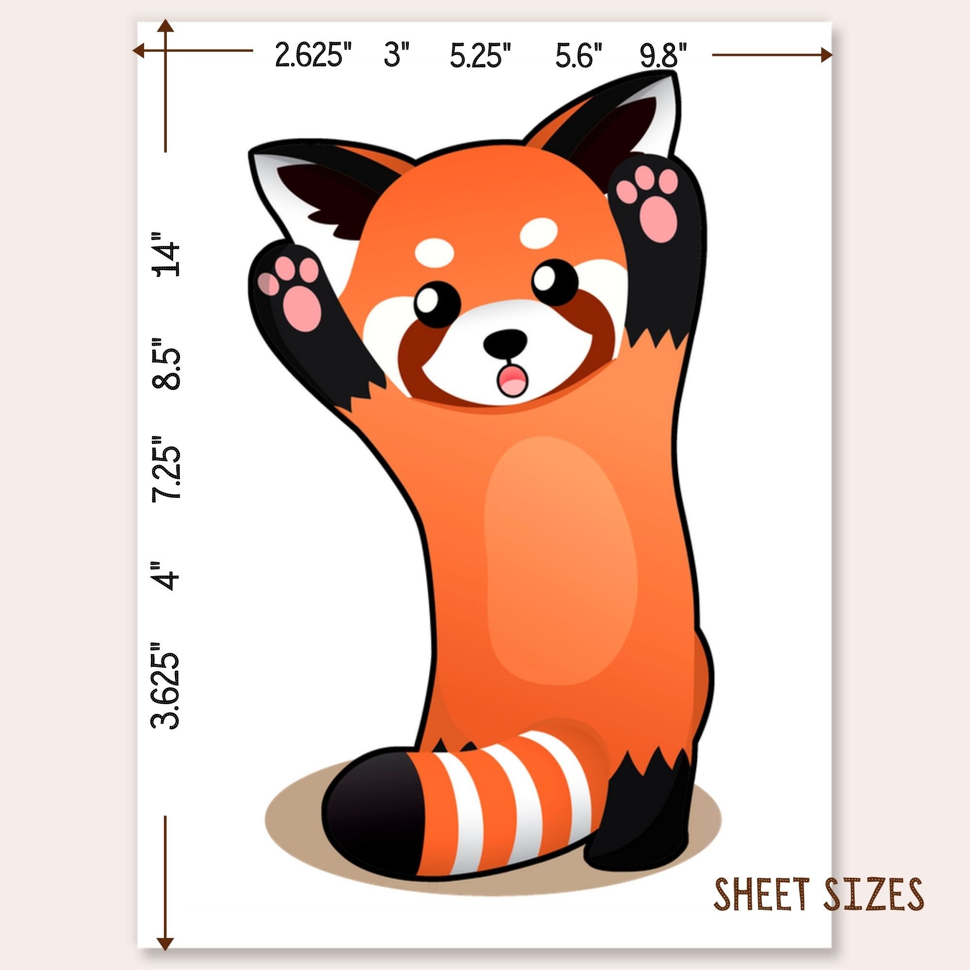 Red Panda Hands up Car Decal / Kawaii Cute Panda Standing Car Etsy