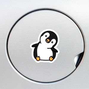 Cute Penguin Sitting Car Sticker Decal / Cartoon Kawaii Animal Penguin Tilting Head Waterproof Removable Vinyl Bumper Window Laptop Bottle