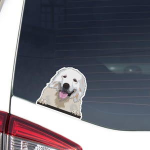 Maremmano-Abruzzese Sheepdog Car Decal Sticker / Peeking Maremma Dog Head Face / Vinyl Waterproof Removable Outdoor / Bumper Window