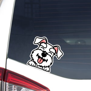 Custom Miniature Schnauzer Car Decal Sticker / Personalized White Mini Schnauzer On Board / Vinyl Waterproof Removable Bumper Window Laptop