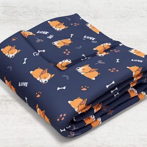 Red Corgi Throw Blanket  / Baby Minky Blanket / Kids Velveteen Plush / Soft Silk Fabric / Sleeping Corgies Fleece Blanket / New Puppy Gift