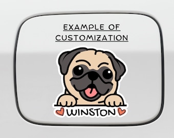 Custom Pug Life Car Decal, Personalized Pug Mom Waterproof Sticker
