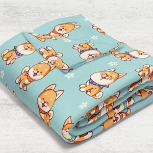 Shiba Inu Throw Blanket  / Baby Minky Fleece Blanket / Soft Silk Fabric / Red Shiba Velveteen Plush Blanket / Mom Gift / Dog Puppy Gift