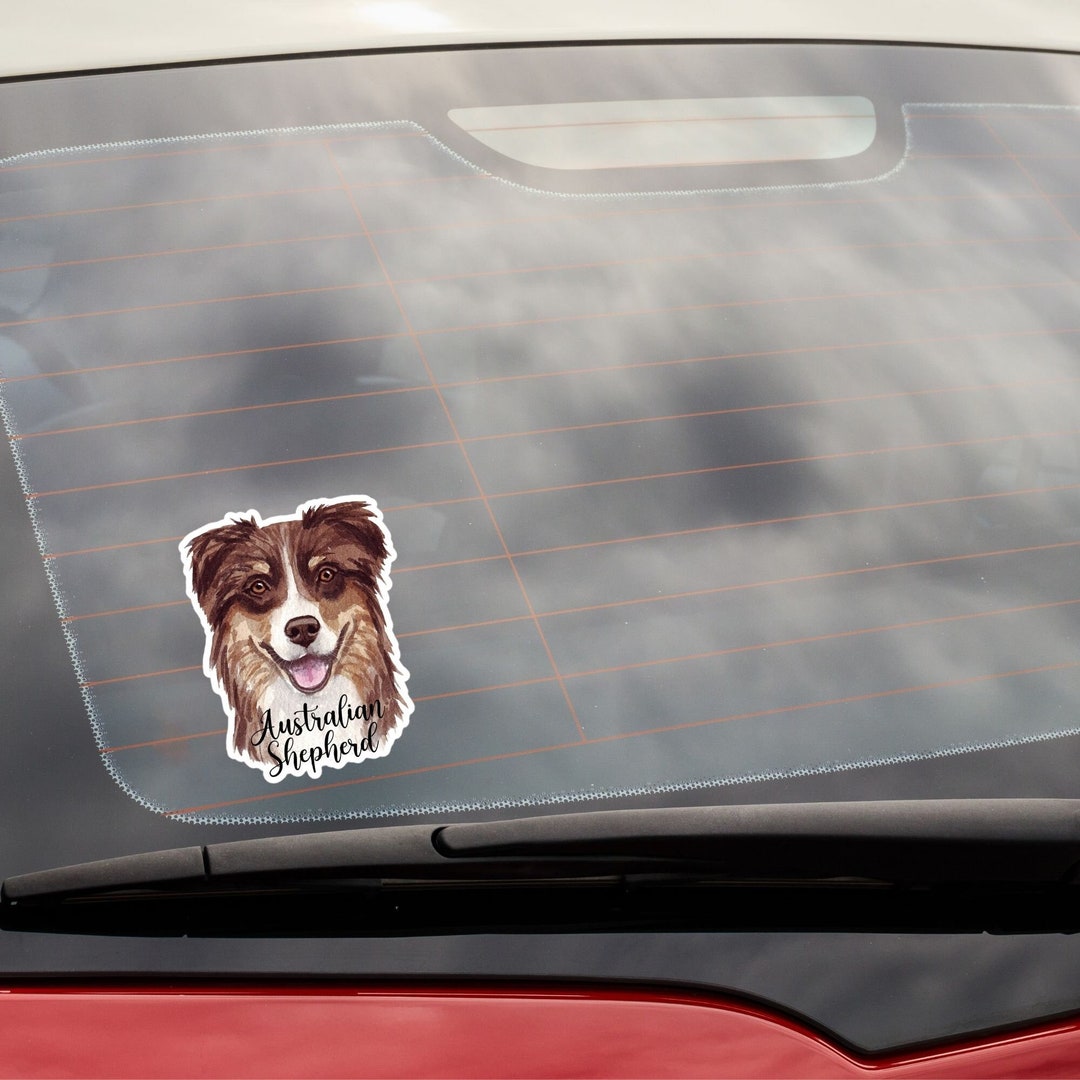 Red Merle Australian Shepherd Car Sticker Decal / Watercolor Etsy