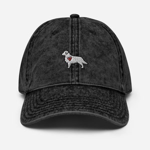 Embroidered Golden Retriever Dad Hat / Lab Heart Silhouette Cap / Vintage Style Baseball Cap / Dog Animal Lovers Gift