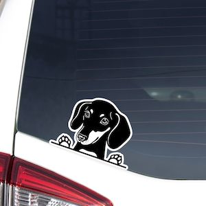 Peeking Dachshund Car Decal Sticker / Black White Dachshund Dog Vinyl Waterptroof / Bumper Window Laptop Bottle Outdoor Removable Decal