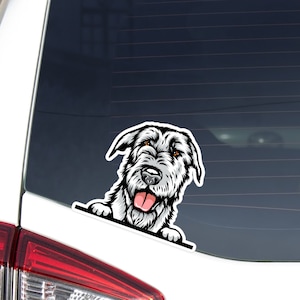 Realistic Irish Wolfhound Car Decal Sticker / Peeking Dog Paws Up Vinyl Waterproof Removable Outdoor  / Bumper Window Bottle Laptop