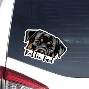 Rottie Dad Car Decal Sticker / Realistic Peeking Rottweiler Dog Head  / Vinyl Removable Waterproof Outdoor / Bumper Window Laptop Phone