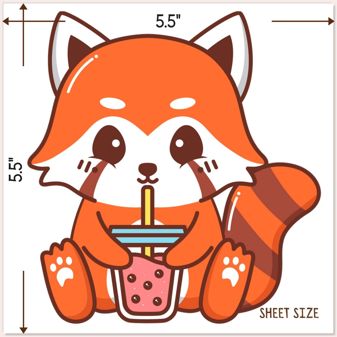 Red Panda Boba Car Decal / Kawaii Anime Panda Drinking Bubble Etsy