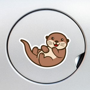 Smiling Otter Car Decal Sticker / Kawaii Cute Otter Cartoon Vinyl Waterproof Decal Bumper Camper Window Laptop Bottle  /  Outdoor + Indoor