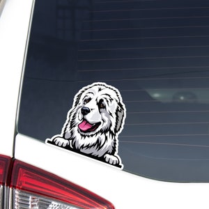 Great Pyrenees Car Decal Sticker / Peeking Mountain White Dog Peek-a-Boo Head Face / Vinyl Waterproof Removable Outdoor / Bumper Window