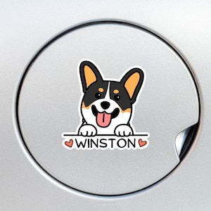 Custom Corgi Car Decal Sticker /  Red Tricolor Corgi / Personalized Kawaii Welsh Corgi / Dog Waterproof Removable Vinyl Bumper Window Laptop