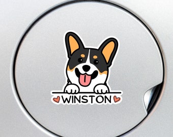 Custom Corgi Car Decal Sticker /  Red Tricolor Corgi / Personalized Kawaii Welsh Corgi / Dog Waterproof Removable Vinyl Bumper Window Laptop