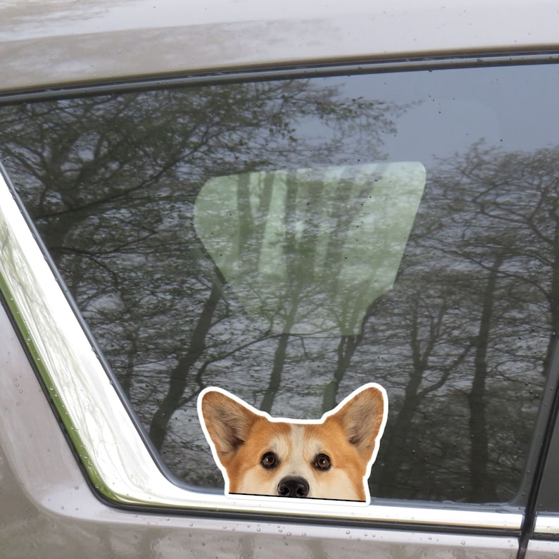 Red Corgi Car Sticker: Peeking Dog Waterproof Vinyl Decal - Etsy UK