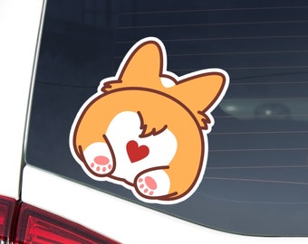 Corgi Butt Car Decal / Funny Corgi Car Sticker / Vinyl Decal Bumper Window Trucks Water Bottle Laptops Macbook Outdoor / Waterproof Decal