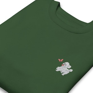 Embroidered Maltese Unisex Sweatshirt / Embroidery Dog Playing Butterfly  Sweater / Gift Husband Wife Mom Dad / Women Men Youth Girl Boy