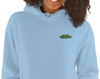 Crocodile Hoodie / Embroidered Crocodile / Kawaii Crocodile