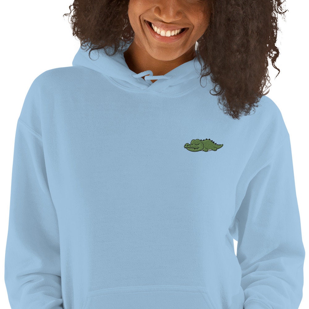 Embroidered Crocodile Hoodie, Kawaii Sleeping Alligator Gift - Etsy