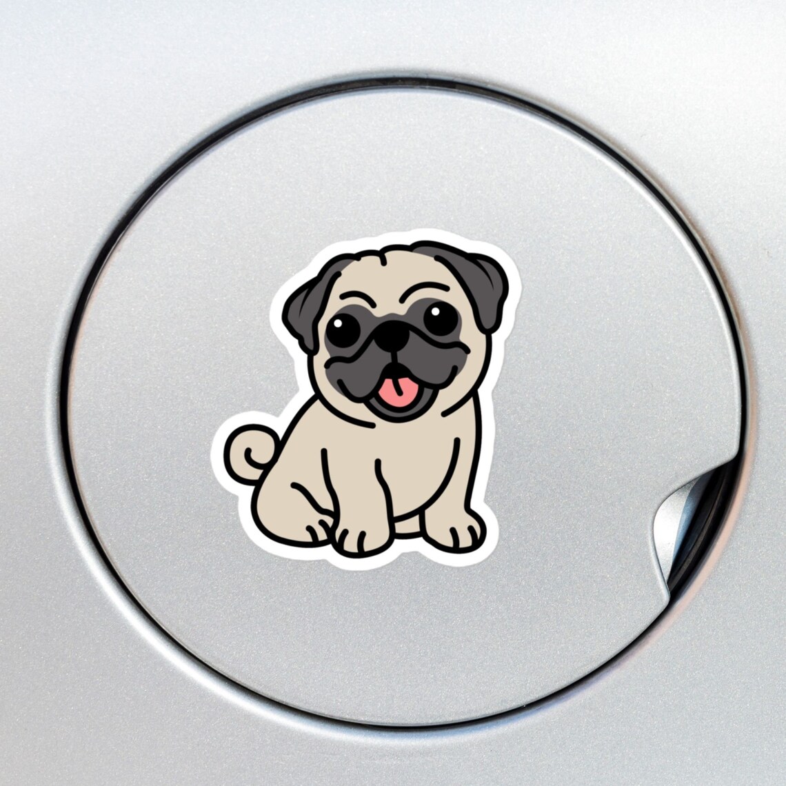 Funny Pug Sitting Car Decal Sticker / Cute Kawaii Cartoon Pug Dog ...