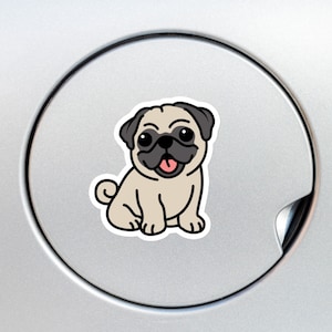Funny Pug Sitting Car Decal Sticker / Cute Kawaii Cartoon Pug Dog Bumper Window Laptop Bottle / Vinyl Waterproof Removable Outdoor Decal