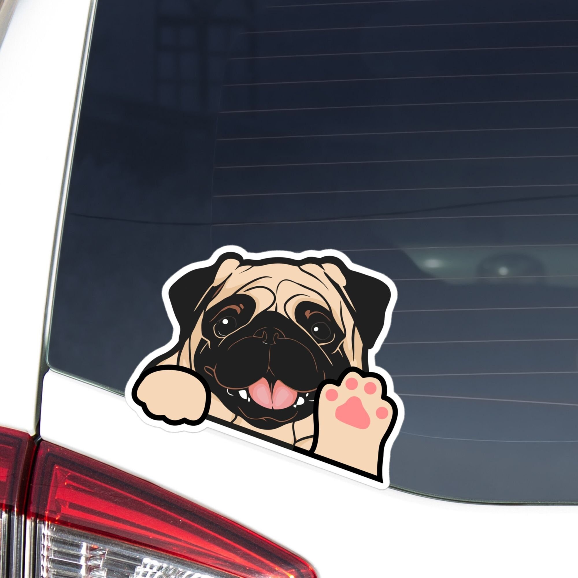 Peeking Pug Car Decal / Pug Car Sticker Bumper Window Vinyl Etsy