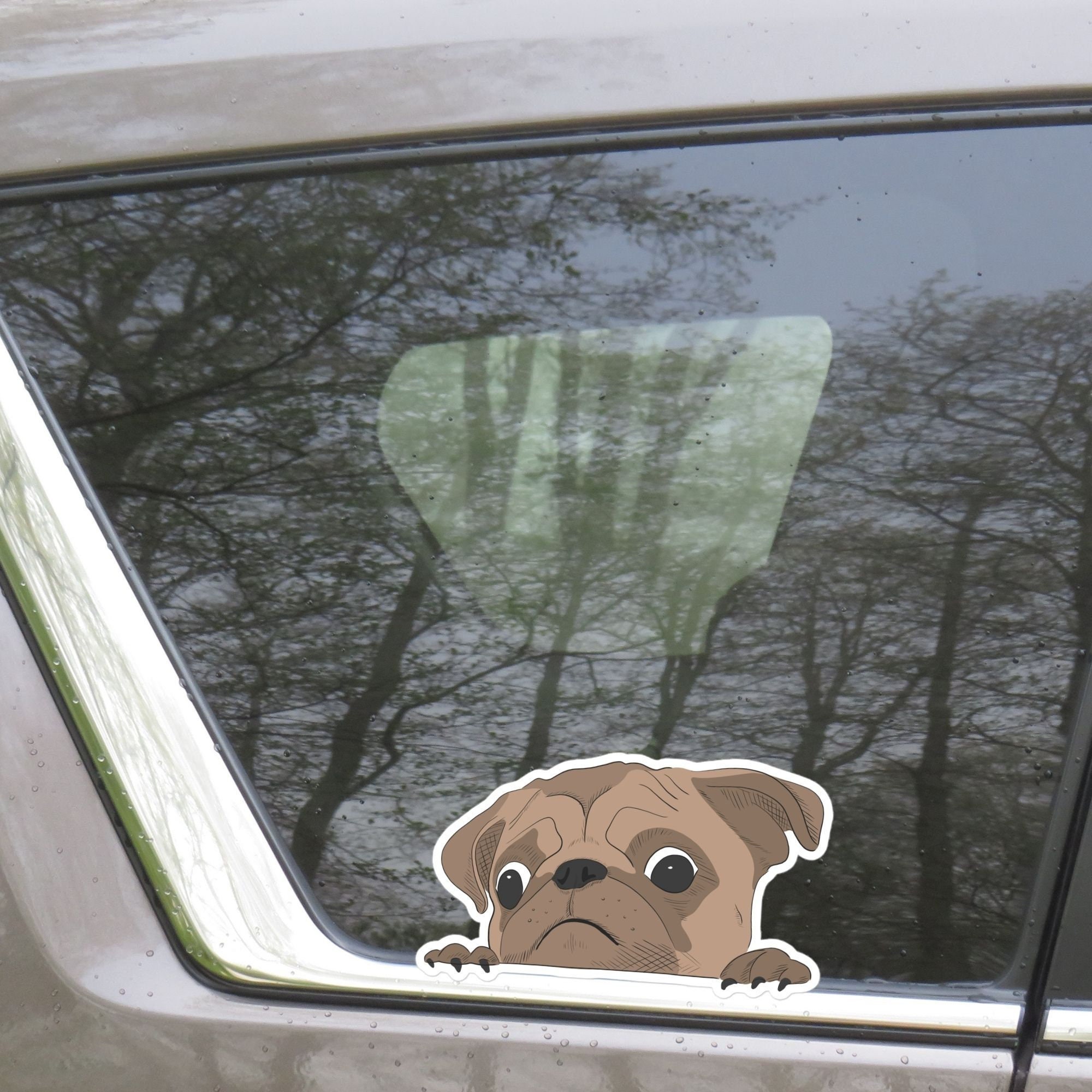 Funny Pug Car Decal: Peeking Dog Vinyl Waterproof Sticker - Ireland