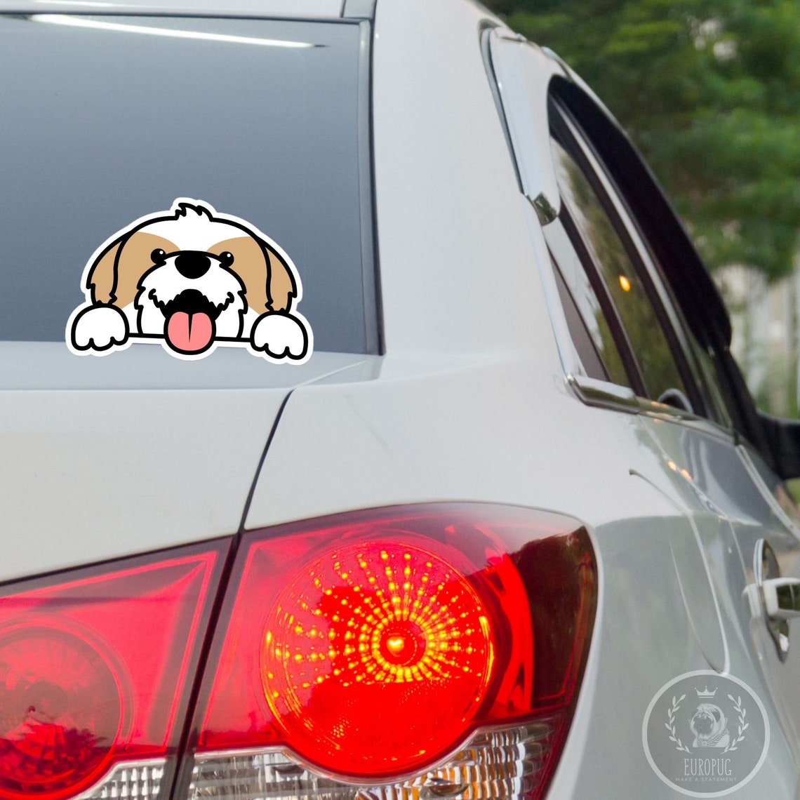 EARLFAILY 5.1 » Para Shih Tzu 3D Etiqueta Engoada Del Coche Divertido Ascota Perro Etiqueta