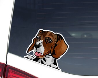 Adesivo Auto Beagle Pets – 'Car Bumper' In Vinile Nero – 21 Cm – Facile Da Rimuovere