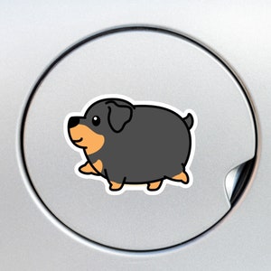 Fat Rottweiler Walking Car Decal Sticker / Kawaii Chubby Rottie Puppy Vinyl Removable Waterproof Outdoor Bumper Window Laptop Bottle