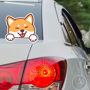Red Shiba Inu Peek Car Sticker / Vinyl Decal Weather Resistant / 2&quot; X 3&quot; - 9&quot; X 14&quot; Sheet Size  (Outdoor + Indoor Use)
