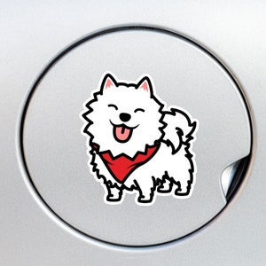 Samoyed Dog Smiling Car Decal Sticker / Kawaii Cartoon White Samoyed / Vinyl Waterproof Removable Decal Car  Bumper Window Laptop Bottle